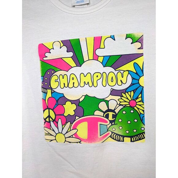 Vintage‎ Champion Shirt Size XL Mushrooms Psychedelic Trippy Peace Sign Rainbow - Picture 2 of 7